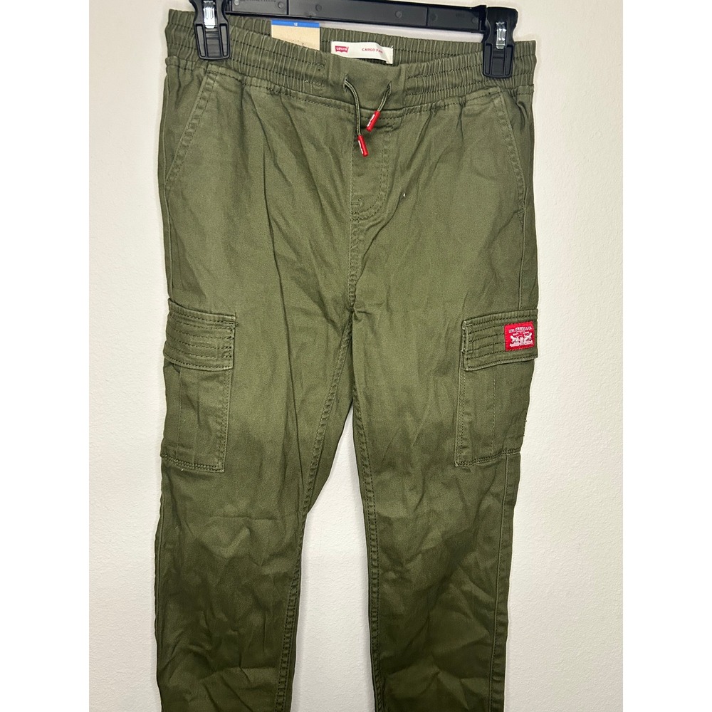 NWT Levi's Youth Cargo Pants Size 12 Olive Green Pull On Stretch Tapered